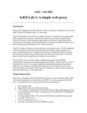6.824 Lab 1: a Simple Web Proxy