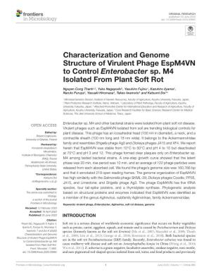 Characterization and Genome Structure of Virulent Phage Espm4vn to Control Enterobacter Sp