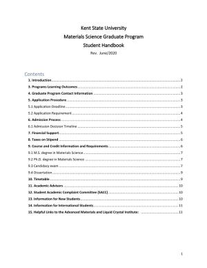 Materials Science Graduate Program Student Handbook Rev