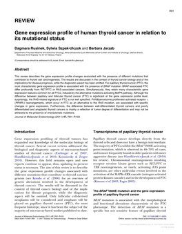 REVIEW Gene Expression Profile of Human Thyroid Cancer in Relation To