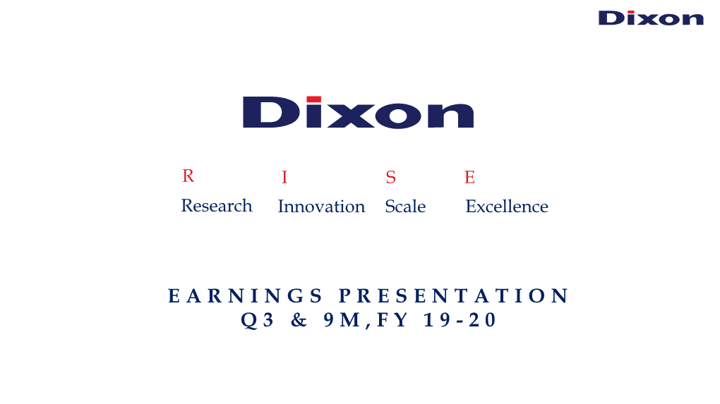 Earnings Presentation Q3 & 9M,Fy 19-20