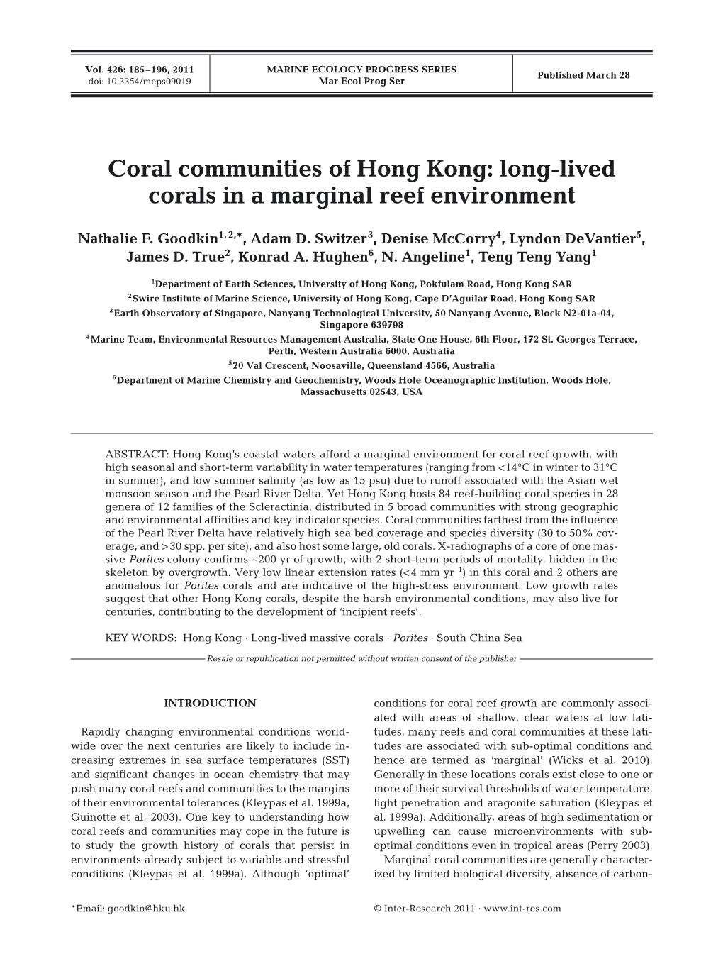 Coral Communities of Hong Kong: Long-Lived Corals in a Marginal Reef Environment