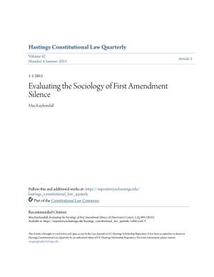 Evaluating the Sociology of First Amendment Silence Mae Kuykendall
