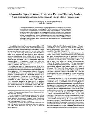 A Nonverbal Signal in Voices of Interview Partners Effectively Predicts Communication Accommodation and Social Status Perceptions