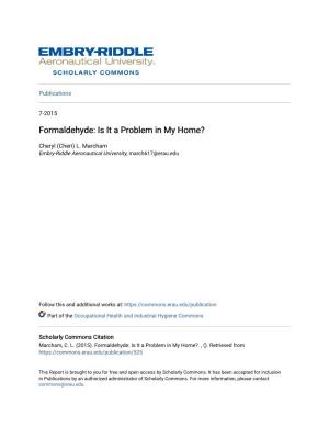Formaldehyde: Is It a Problem in My Home?