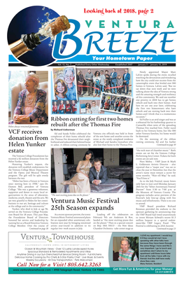 Looking Back at 2018, Page 2 Ventura Music Festival 25Th Season Expands