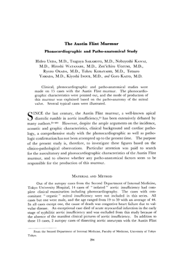 The Austin Flint Murmur Phonocardiographic and Patho