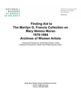 Finding Aid to the Marilyn G. Francis Collection on Mary Nimmo Moran 1979-1984 Archives of Women Artists