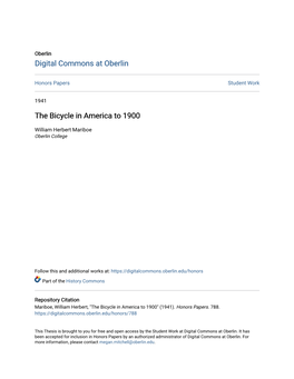 The Bicycle in America to 1900