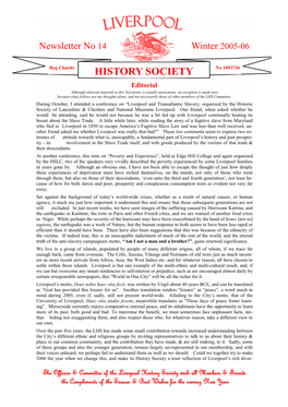 Liverpool History Society Newsletter No 14, Winter 2005-6