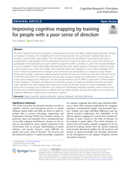 Improving Cognitive Mapping by Training for People with a Poor Sense of Direction Toru Ishikawa1,2* and Yiren Zhou1