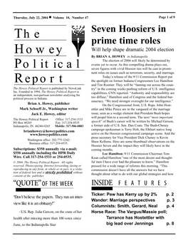 The Howey Political Report Is Published by Newslink Try” in the Coming Weeks Pushing Reform of U.S