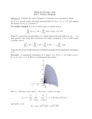 Math 314 Lecture #34 §16.7: Surface Integrals