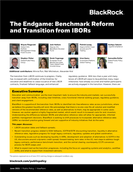 The Endgame: Benchmark Reform and Transition from Ibors