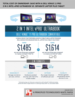 SAVE with a DELL VENUE 11 PRO 2 in 1 INTEL Vpro ULTRABOOK VS. SEPARATE LAPTOP PLUS TABLET
