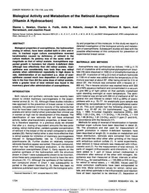 Biological Activity and Metabolism of the Retinoid Axerophthene (Vitamin a Hydrocarbon)