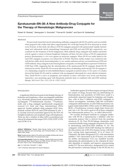 Epratuzumab–SN-38: a New Antibody–Drug Conjugate for the Therapy of Hematologic Malignancies