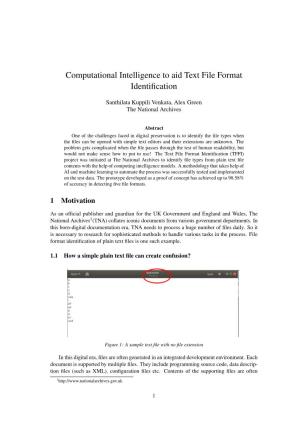 Computational Intelligence to Aid Text File Format Identification