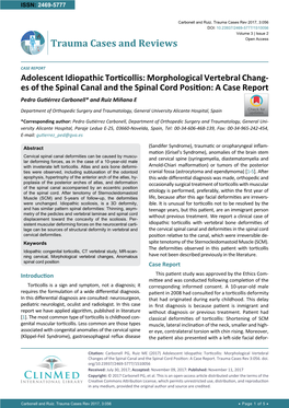 Adolescent Idiopathic Torticollis: Morphological Vertebral Changes of the Spinal Canal and the Spinal Cord Position: a Case Report