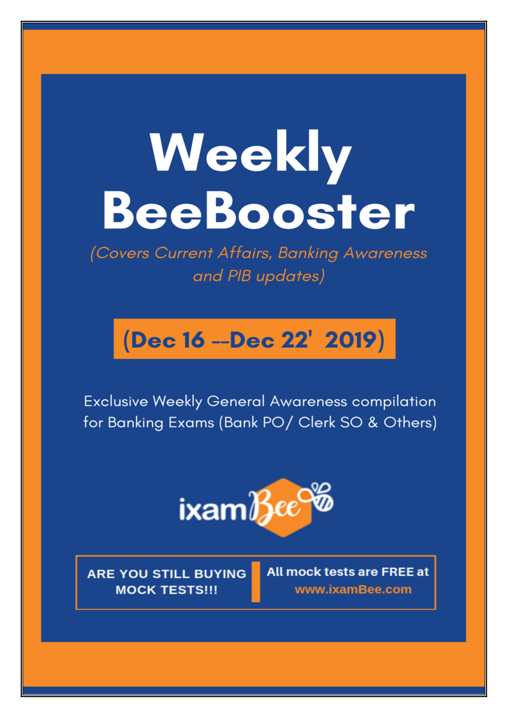 Weekly Beebooster 16Th Dec to 22Nd Dec 2019