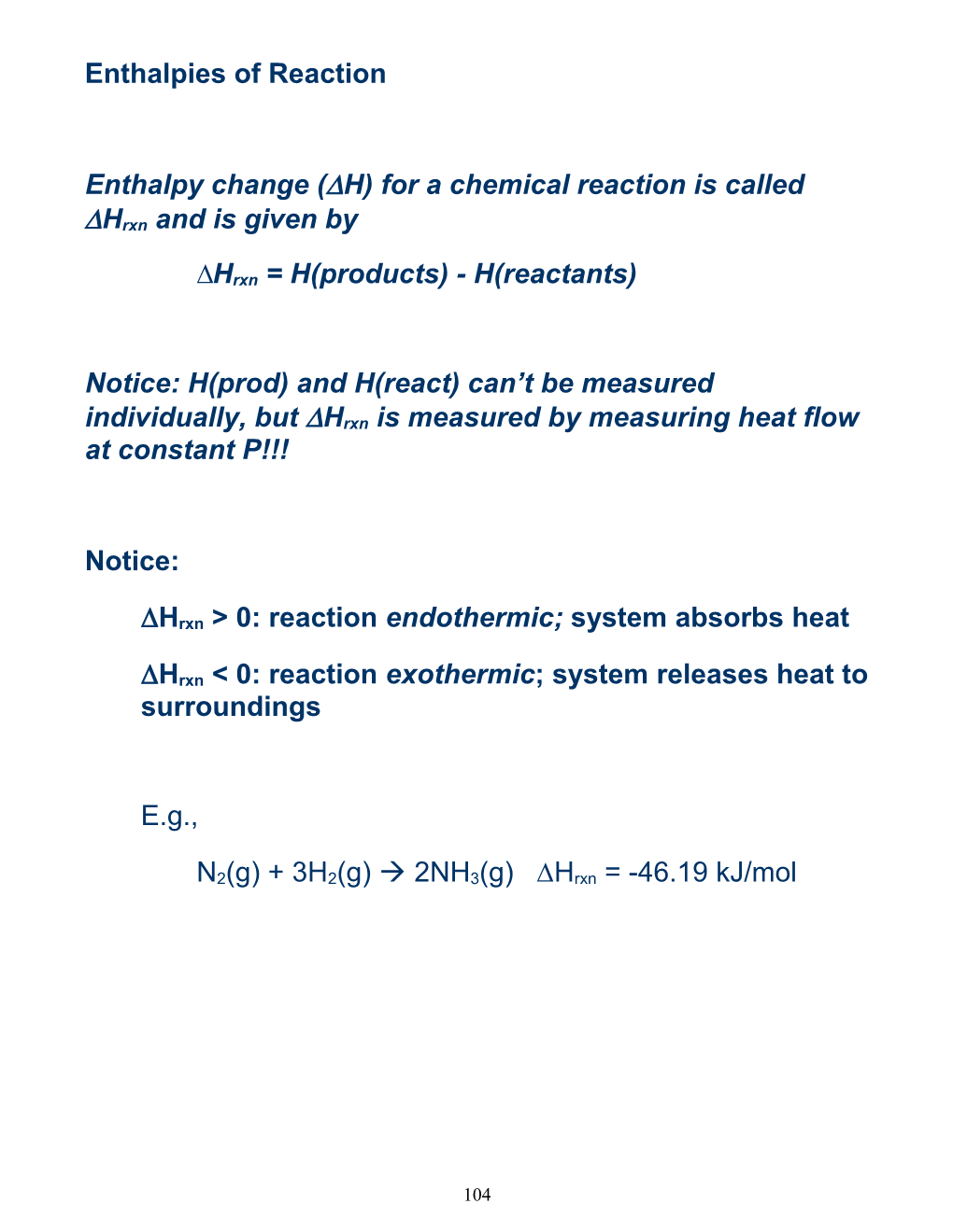 Enthalpies of Reaction