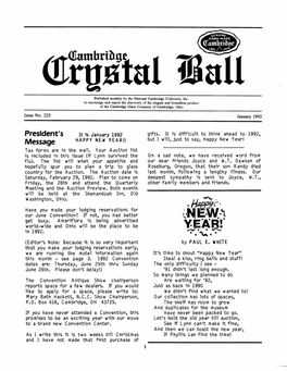 Crystal Ball Newsletter January 1992