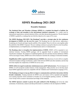 SDMX Roadmap 2021-2025