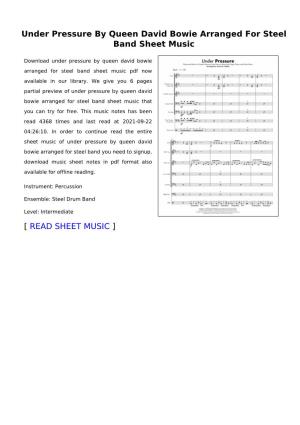 Under Pressure by Queen David Bowie Arranged for Steel Band Sheet Music