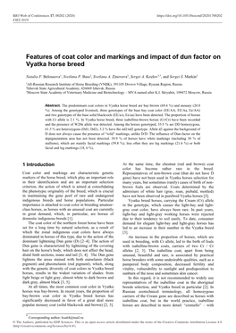 Features of Coat Color and Markings and Impact of Dun Factor on Vyatka Horse Breed