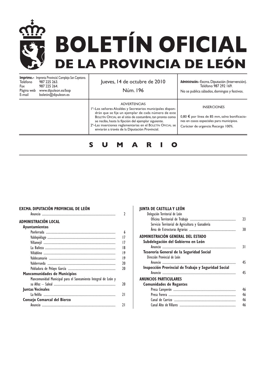 Boletín Oficial De La Provincia De León