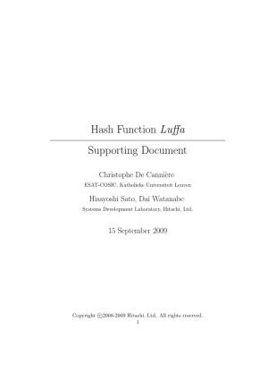 Hash Function Luffa Supporting Document