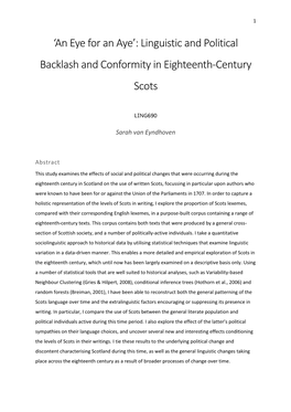 Linguistic and Political Backlash and Conformity in Eighteenth-Century Scots