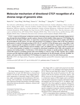 Molecular Mechanism of Directional CTCF Recognition of a Diverse Range of Genomic Sites