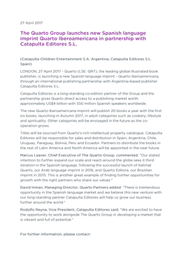 The Quarto Group Launches New Spanish Language Imprint Quarto Iberoamericana in Partnership with Catapulta Editores S.L