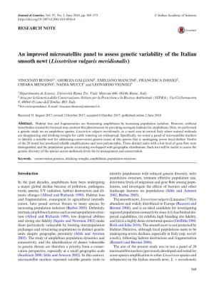An Improved Microsatellite Panel to Assess Genetic Variability of the Italian Smooth Newt (Lissotriton Vulgaris Meridionalis)