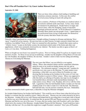 Don't Piss Off Poseidon Part 1 by Guest Author Howard Paul