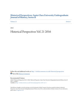 Historical Perspectives Vol. 21 2016