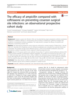 The Efficacy of Ampicillin Compared with Ceftriaxone on Preventing