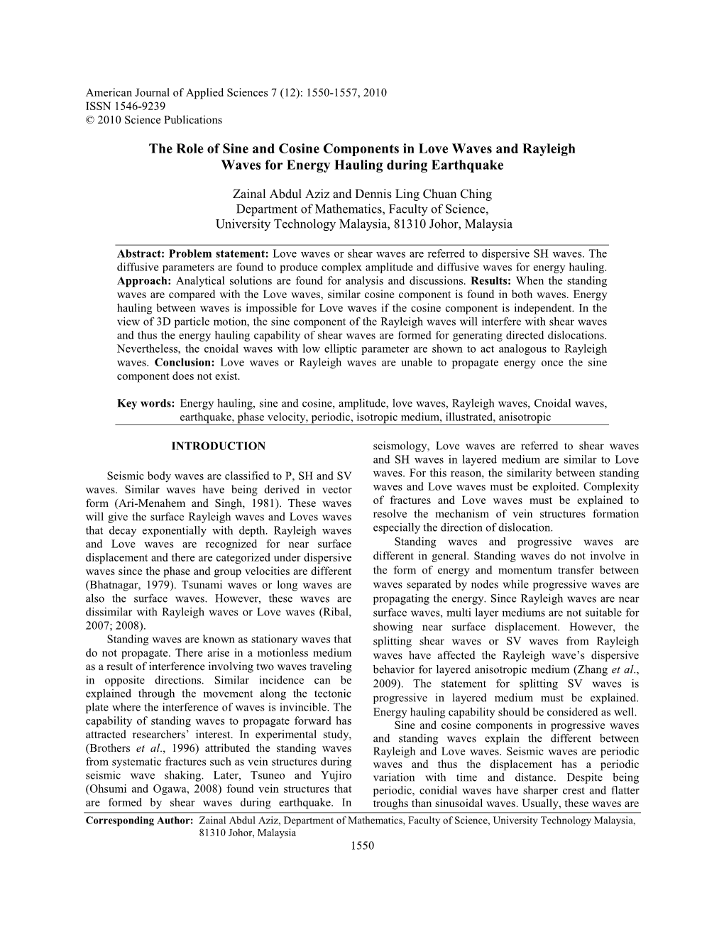 The Role of Sine and Cosine Components in Love Waves and Rayleigh Waves for Energy Hauling During Earthquake