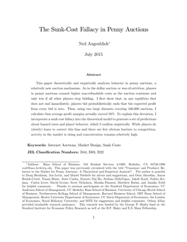 The Sunk-Cost Fallacy in Penny Auctions