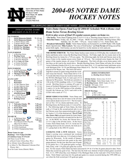 2004-05 Notre Dame Hockey Notes