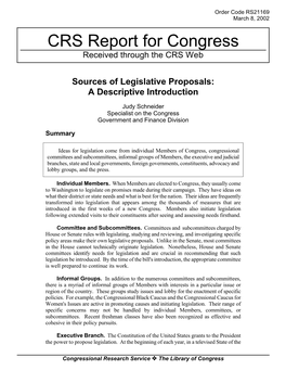 Sources of Legislative Proposals: a Descriptive Introduction