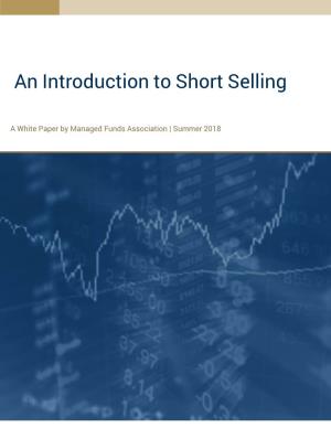 An Introduction to Short Selling