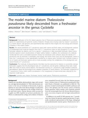 The Model Marine Diatom Thalassiosira Pseudonana Likely