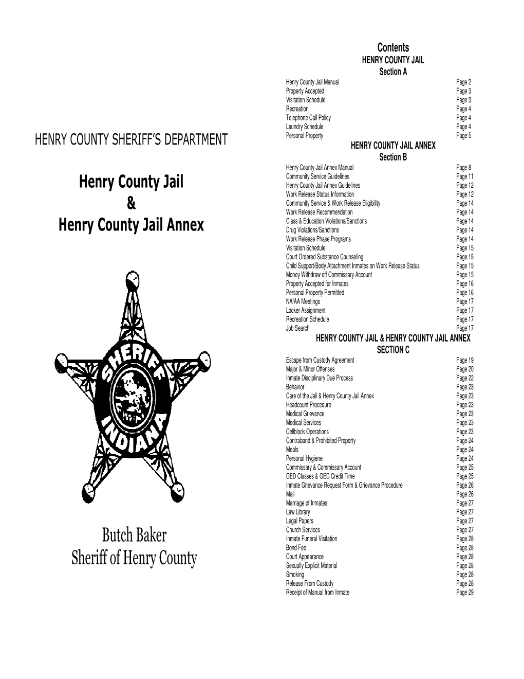 Butch Baker Sheriff of Henry County