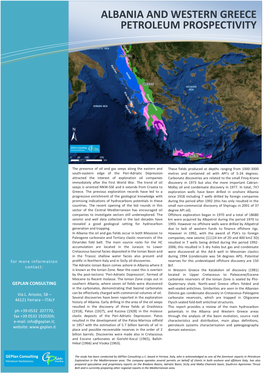 Albania and Western Greece Petroleum Prospectivity