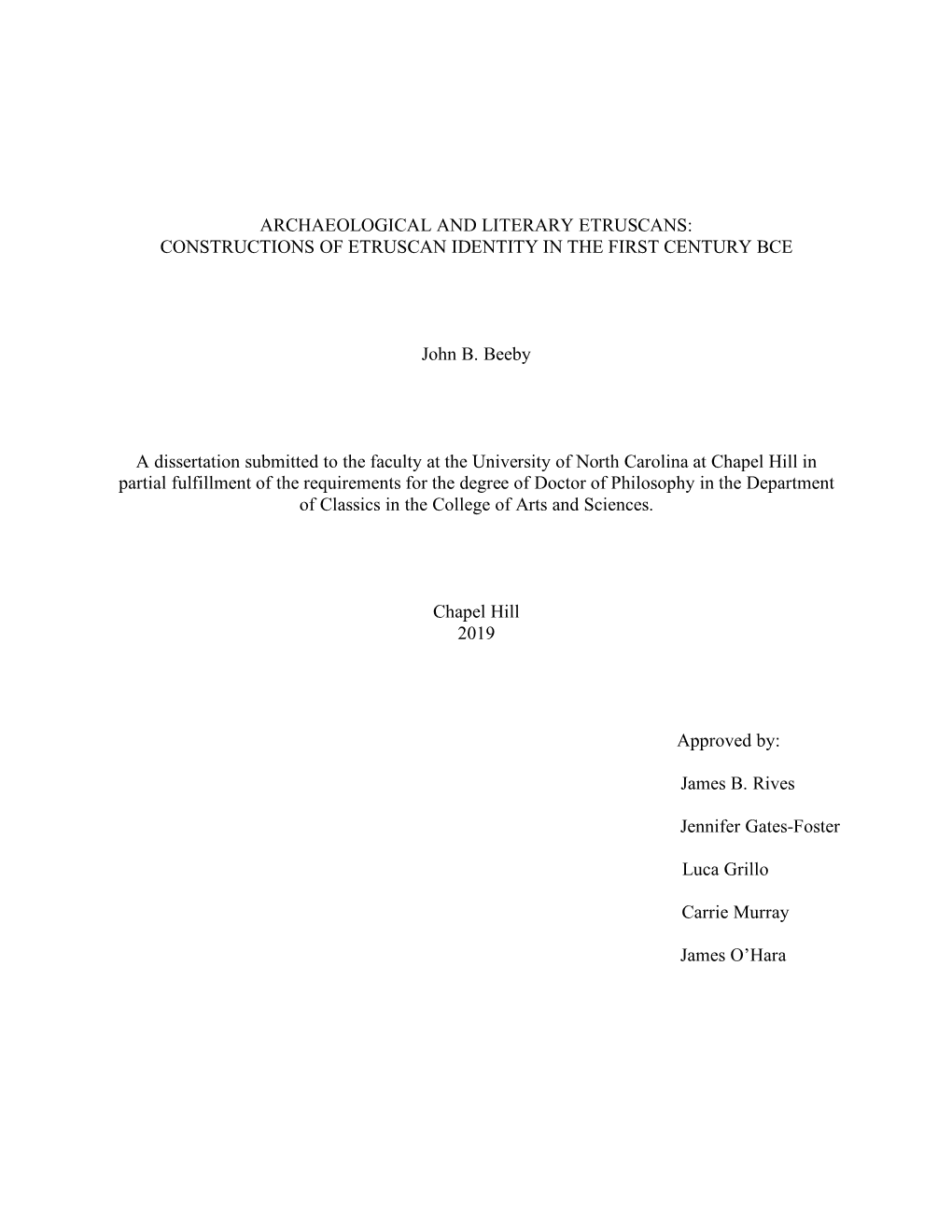 Archaeological and Literary Etruscans: Constructions of Etruscan Identity in the First Century Bce