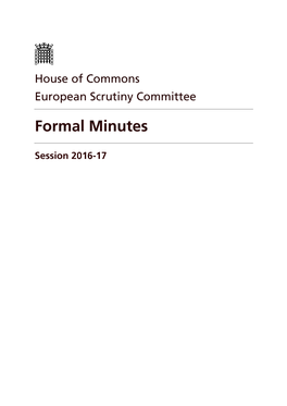 European Scrutiny Committee Formal Minutes 2016–17