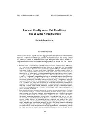 Law and Morality Under Evil Conditions: the SS Judge Konrad Morgen