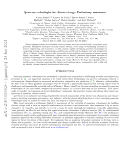 Quantum Technologies for Climate Change: Preliminary Assessment